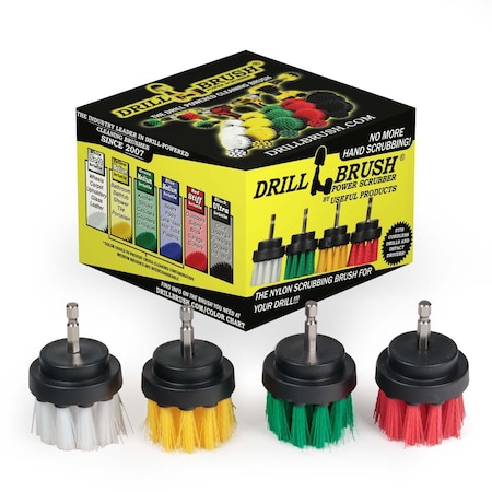 Drillbrush Drill Brush Small Diameter Cleaning Brushes for Use on Carpet, PK 4 2in-S-GRWY-QC-DB